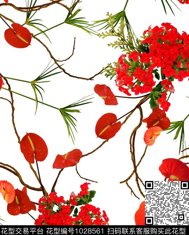 数码华亿平台花卉大牌风数码印花华亿平台下载（图片编号: 1028561） - 瓦栏（Walan）