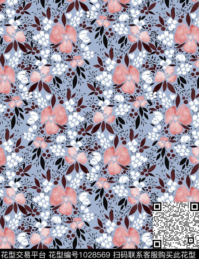 花卉小碎花数码印花华亿平台下载（图片编号: 1028569） - 瓦栏（Walan）