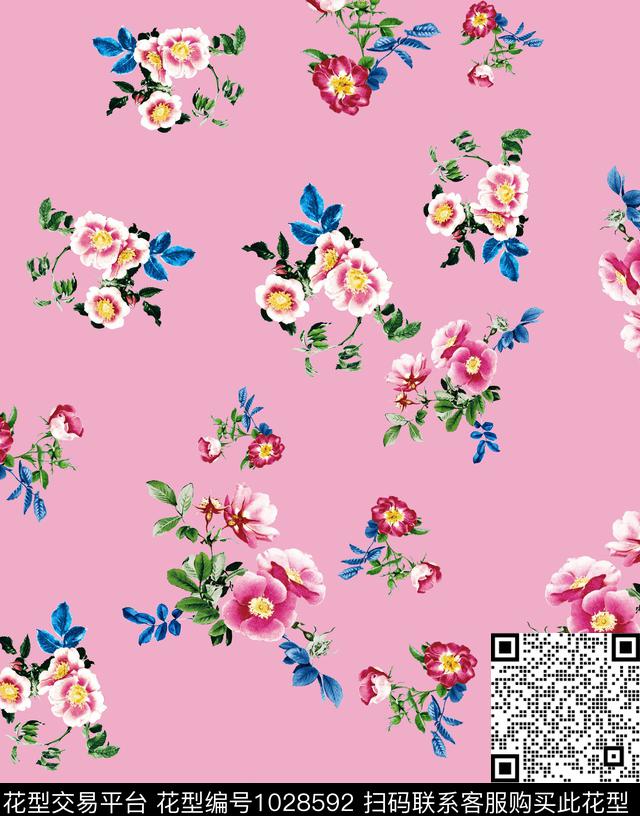 数码华亿平台花卉大牌风数码印花华亿平台下载（图片编号: 1028592） - 瓦栏（Walan）