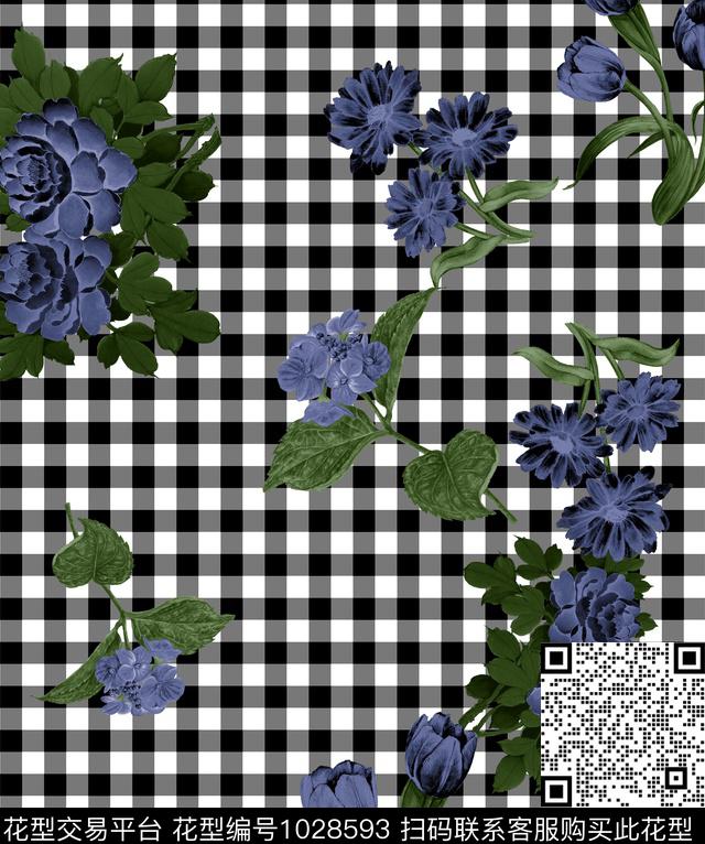 数码华亿平台花卉几何花卉数码印花华亿平台下载（图片编号: 1028593） - 瓦栏（Walan）