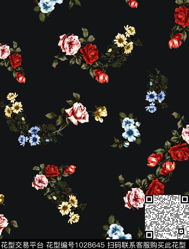 数码华亿平台花卉大牌风数码印花华亿平台下载（图片编号: 1028645） - 瓦栏（Walan）