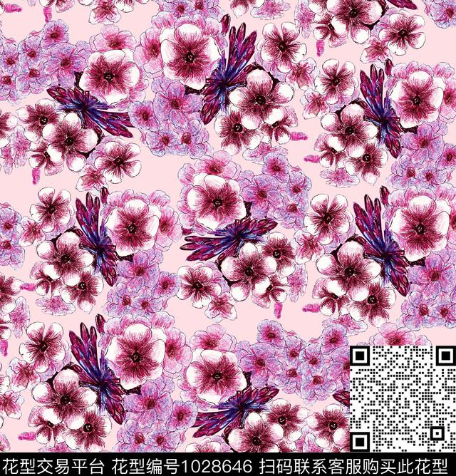 数码华亿平台花卉大牌风数码印花华亿平台下载（图片编号: 1028646） - 瓦栏（Walan）