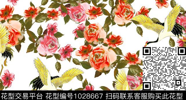 创意花卉绿植树叶数码印花华亿平台下载（图片编号: 1028667） - 瓦栏（Walan）