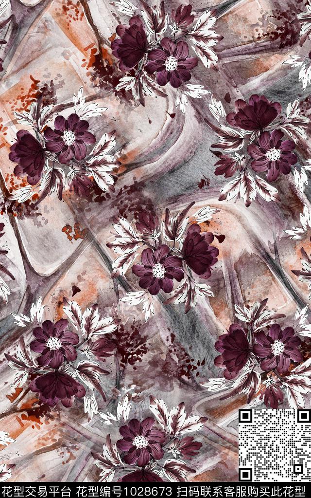 民族风花卉复古数码印花华亿平台下载（图片编号: 1028673） - 瓦栏（Walan）