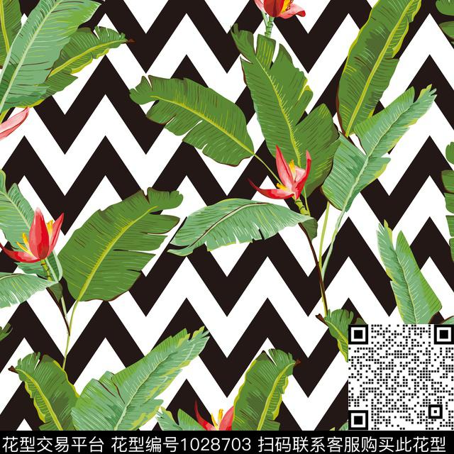 创意花卉绿植树叶数码印花华亿平台下载（图片编号: 1028703） - 瓦栏（Walan）