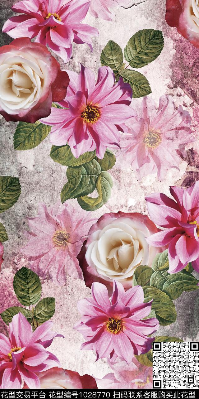 数码华亿平台花卉女装数码印花华亿平台下载（图片编号: 1028770） - 瓦栏（Walan）
