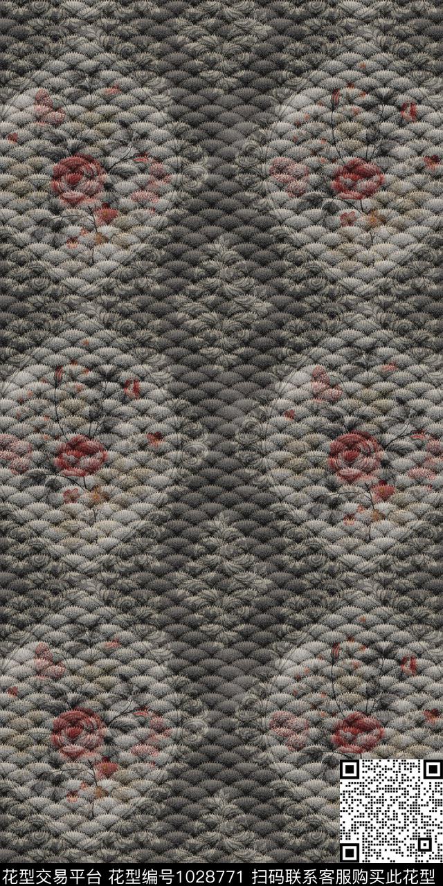 数码华亿平台古典花纹花卉数码印花华亿平台下载（图片编号: 1028771） - 瓦栏（Walan）