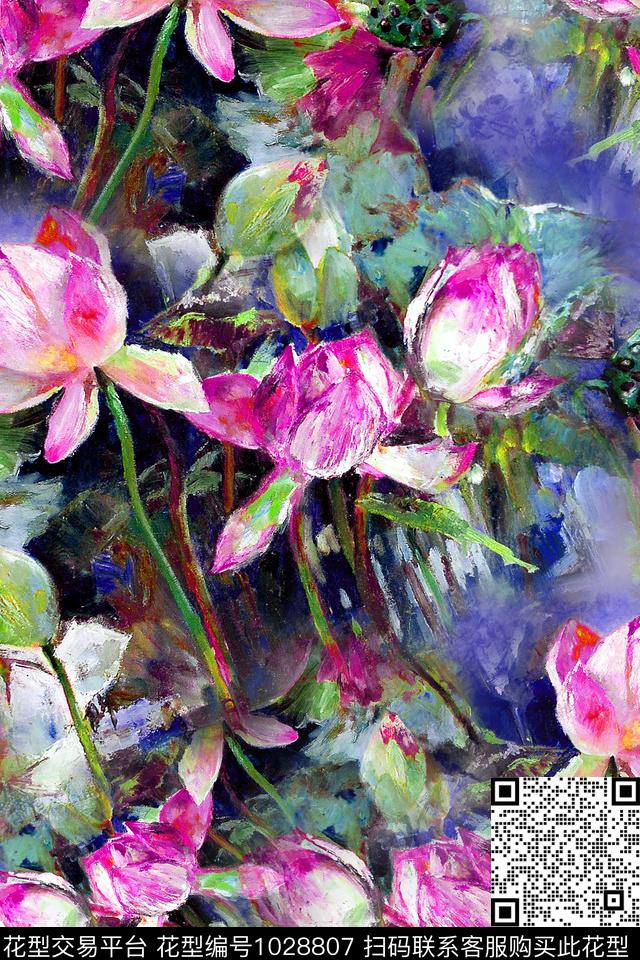 数码华亿平台花卉荷花数码印花华亿平台下载（图片编号: 1028807） - 瓦栏（Walan）