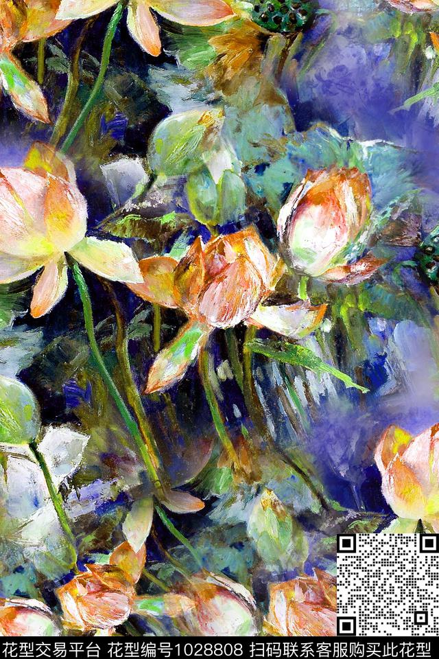 数码华亿平台花卉荷花数码印花华亿平台下载（图片编号: 1028808） - 瓦栏（Walan）