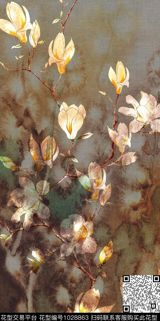 民族风定位花花卉数码印花华亿平台下载（图片编号: 1028863） - 瓦栏（Walan）