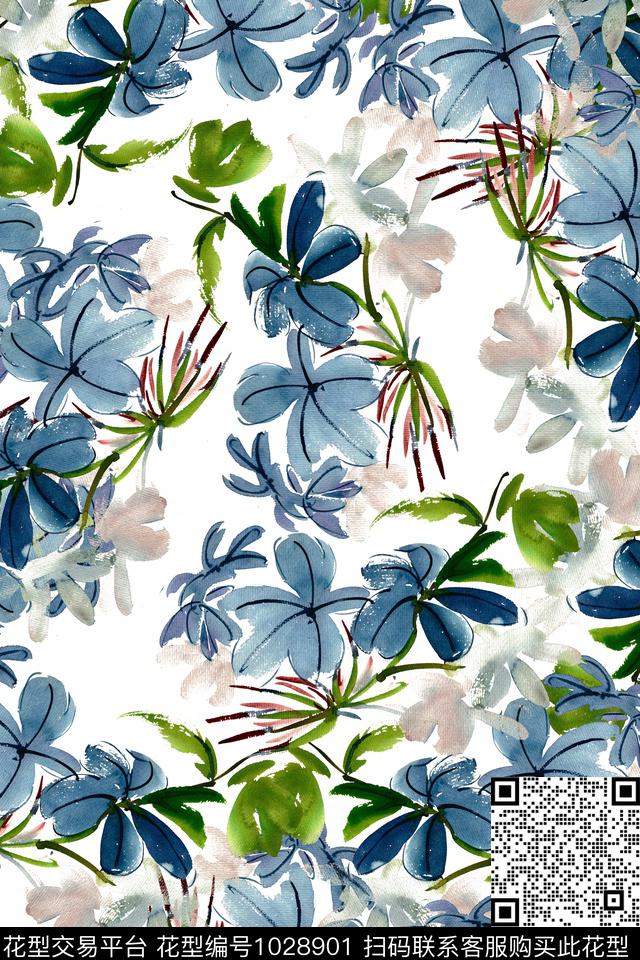 数码华亿平台水彩花卉手绘花卉数码印花华亿平台下载（图片编号: 1028901） - 瓦栏（Walan）
