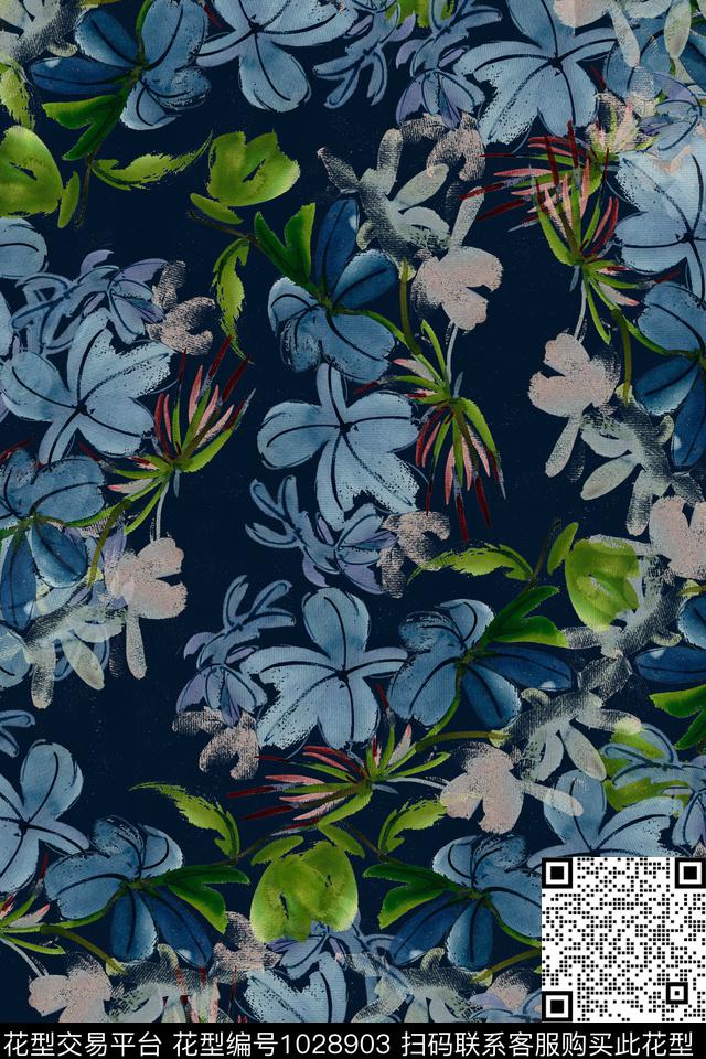 数码华亿平台水彩花卉手绘花卉数码印花华亿平台下载（图片编号: 1028903） - 瓦栏（Walan）