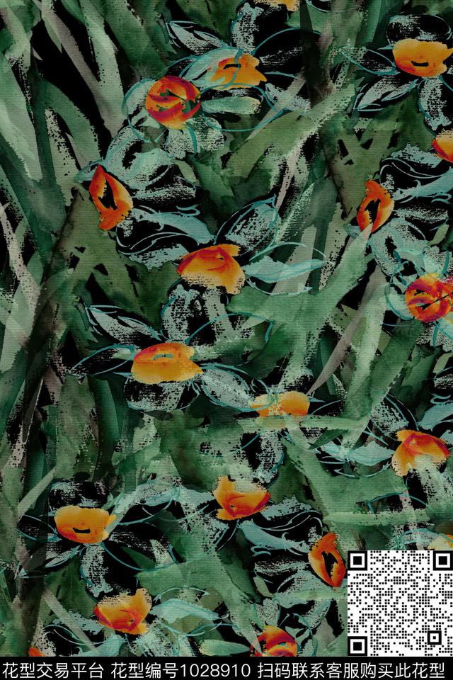 数码华亿平台水彩花卉手绘花卉数码印花华亿平台下载（图片编号: 1028910） - 瓦栏（Walan）