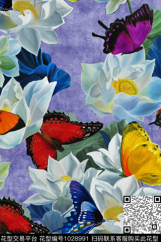 肌理花卉荷花数码印花华亿平台下载（图片编号: 1028991） - 瓦栏（Walan）