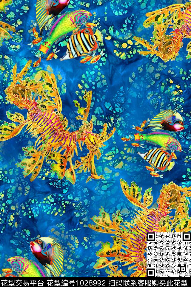 肌理海马热带华亿平台数码印花华亿平台下载（图片编号: 1028992） - 瓦栏（Walan）