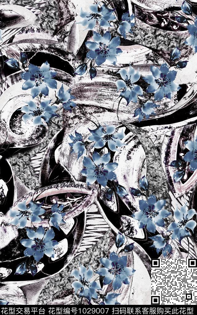 民族风花卉几何数码印花华亿平台下载（图片编号: 1029007） - 瓦栏（Walan）