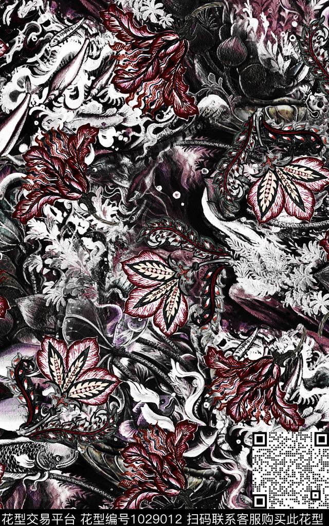 民族风花卉复古数码印花华亿平台下载（图片编号: 1029012） - 瓦栏（Walan）