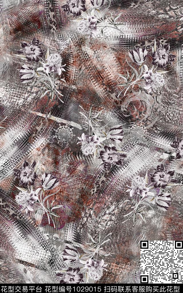 民族风花卉复古数码印花华亿平台下载（图片编号: 1029015） - 瓦栏（Walan）