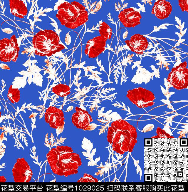 数码华亿平台花卉大牌风数码印花华亿平台下载（图片编号: 1029025） - 瓦栏（Walan）