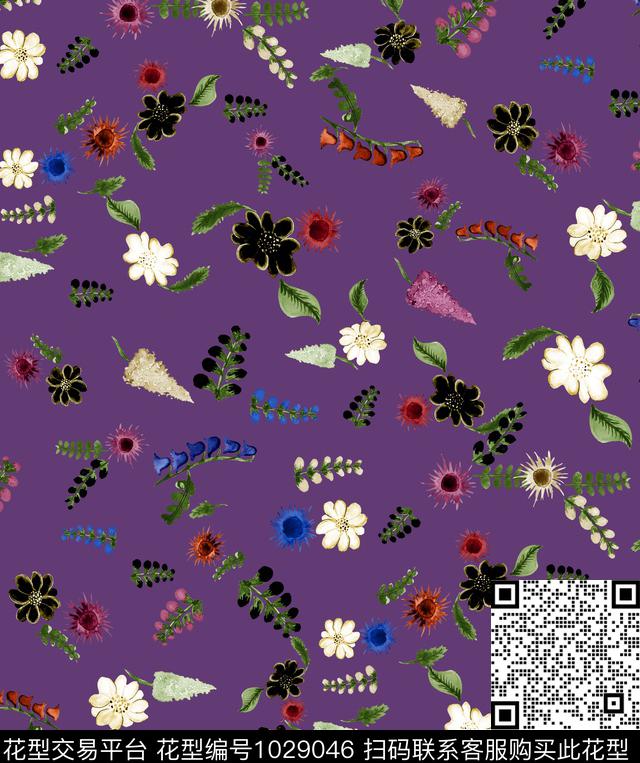 数码华亿平台花卉大牌风数码印花华亿平台下载（图片编号: 1029046） - 瓦栏（Walan）