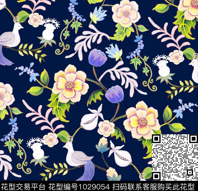 数码华亿平台花卉大牌风数码印花华亿平台下载（图片编号: 1029054） - 瓦栏（Walan）