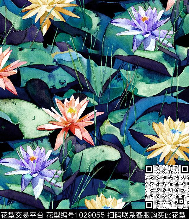 数码华亿平台花卉大牌风数码印花华亿平台下载（图片编号: 1029055） - 瓦栏（Walan）