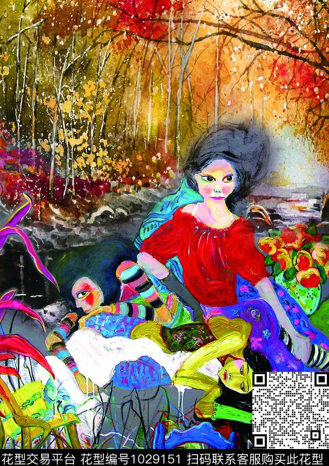 数码华亿平台民族风定位花数码印花华亿平台下载（图片编号: 1029151） - 瓦栏（Walan）