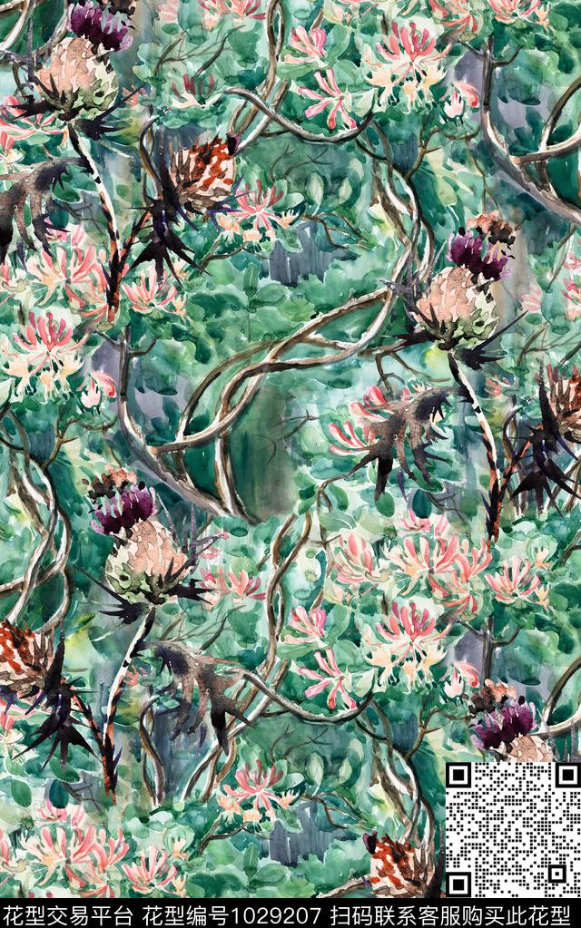 数码华亿平台民族风花卉数码印花华亿平台下载（图片编号: 1029207） - 瓦栏（Walan）