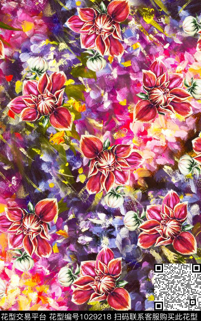 数码华亿平台民族风花卉数码印花华亿平台下载（图片编号: 1029218） - 瓦栏（Walan）