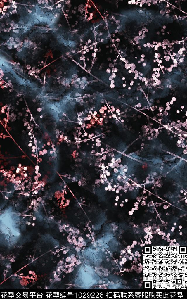 花卉复古数码印花华亿平台下载（图片编号: 1029226） - 瓦栏（Walan）