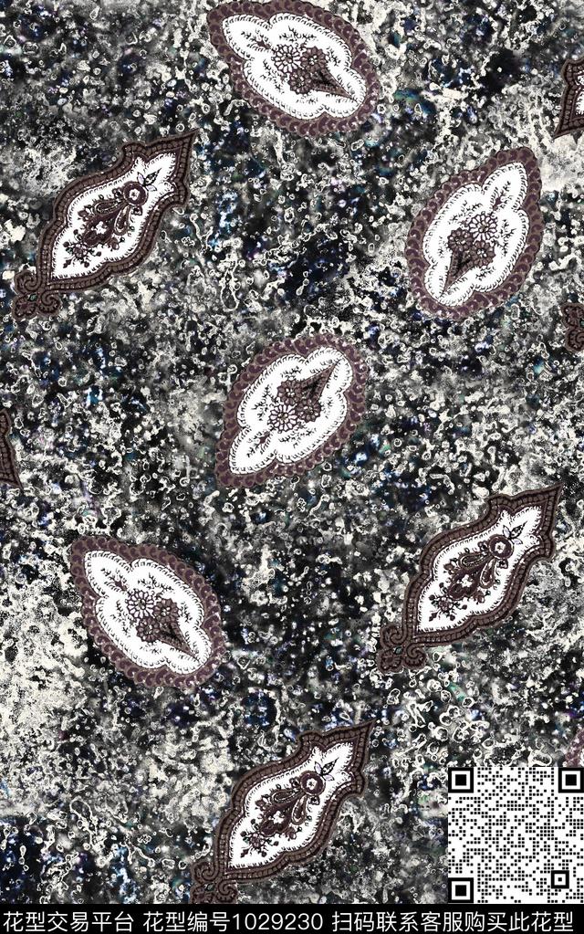 民族风花卉复古数码印花华亿平台下载（图片编号: 1029230） - 瓦栏（Walan）