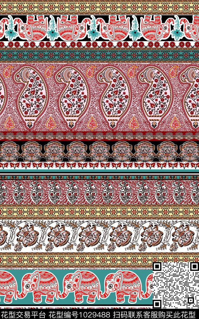 条纹民族风几何传统印花华亿平台下载（图片编号: 1029488） - 瓦栏（Walan）