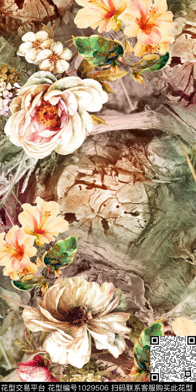 数码华亿平台花卉迷彩底数码印花华亿平台下载（图片编号: 1029506） - 瓦栏（Walan）