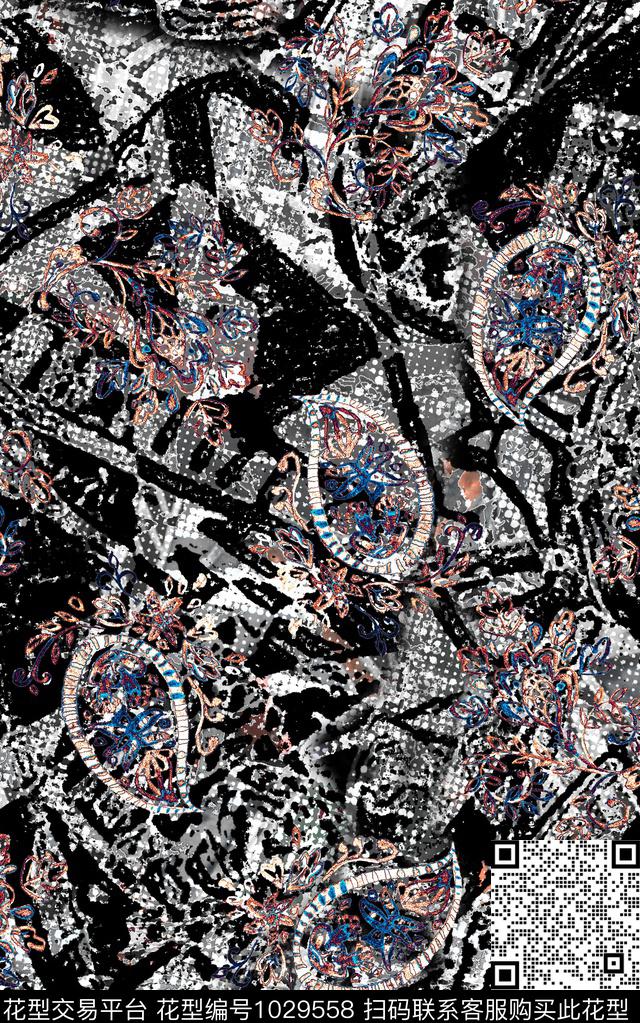 数码华亿平台民族风花卉数码印花华亿平台下载（图片编号: 1029558） - 瓦栏（Walan）
