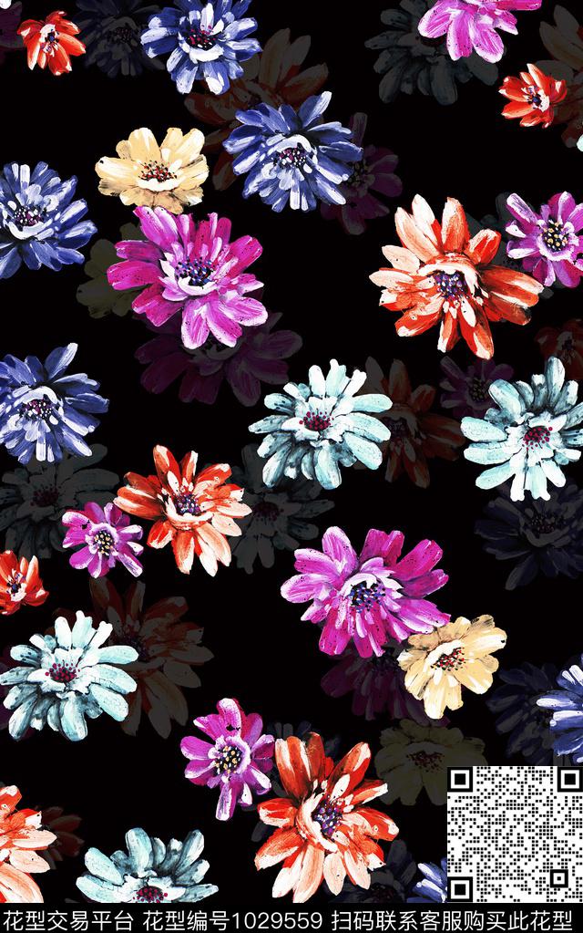 数码华亿平台民族风花卉数码印花华亿平台下载（图片编号: 1029559） - 瓦栏（Walan）