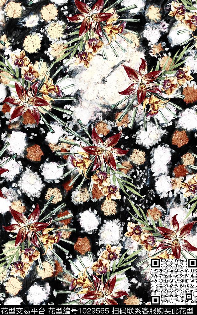 数码华亿平台民族风花卉数码印花华亿平台下载（图片编号: 1029565） - 瓦栏（Walan）