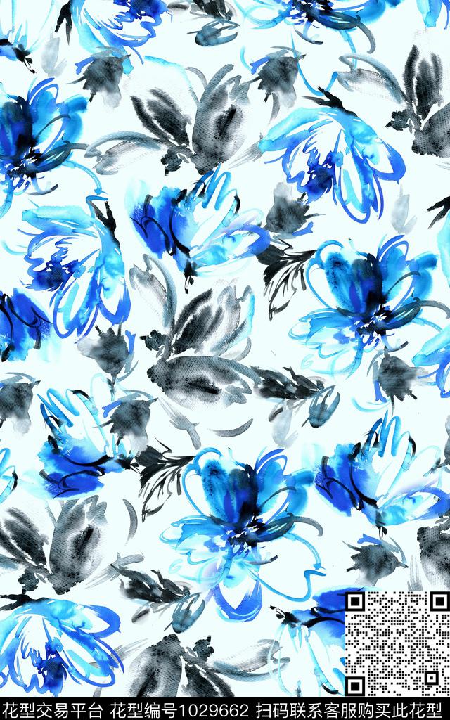抽象花卉手绘花卉传统印花华亿平台下载（图片编号: 1029662） - 瓦栏（Walan）