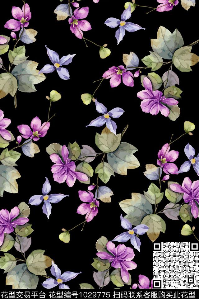 大花小碎花花卉数码印花华亿平台下载（图片编号: 1029775） - 瓦栏（Walan）