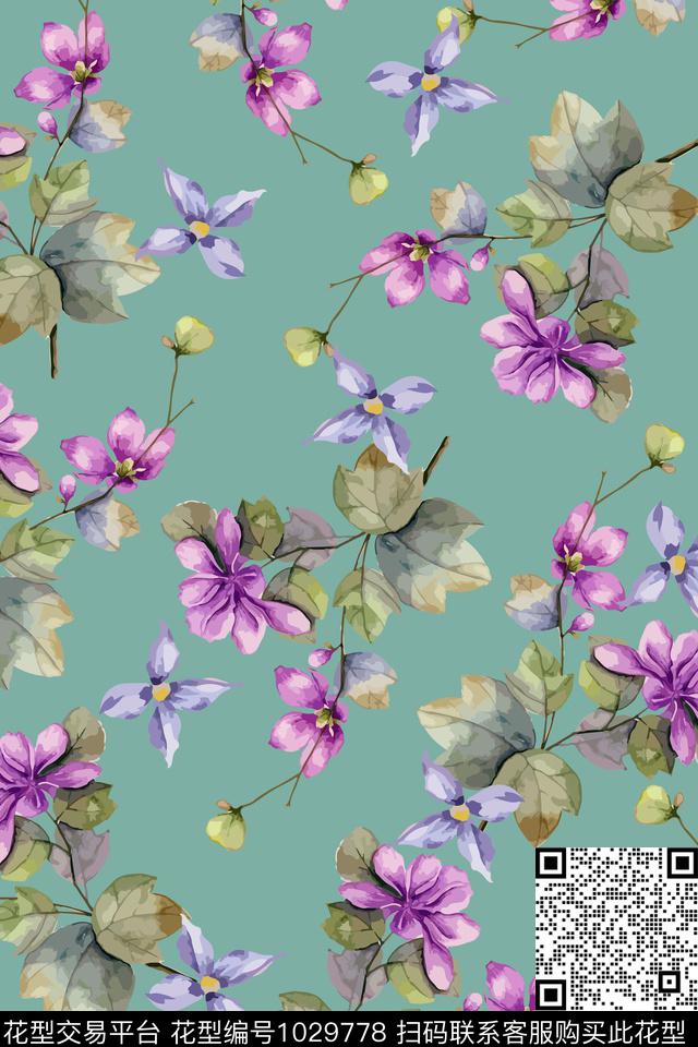 大花小碎花花卉数码印花华亿平台下载（图片编号: 1029778） - 瓦栏（Walan）