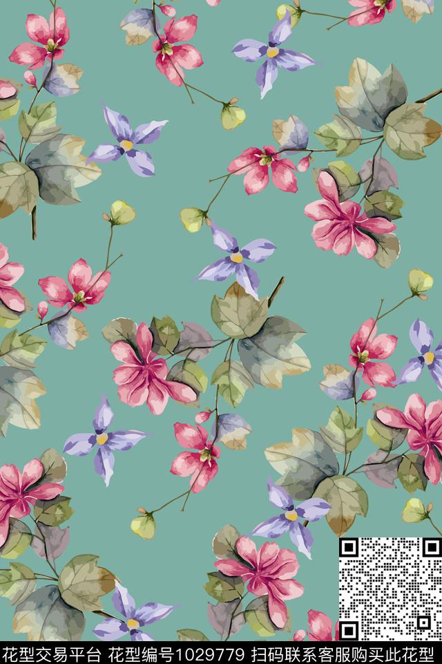 大花小碎花花卉数码印花华亿平台下载（图片编号: 1029779） - 瓦栏（Walan）