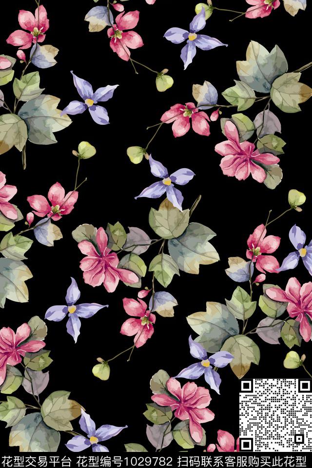 大花小碎花花卉数码印花华亿平台下载（图片编号: 1029782） - 瓦栏（Walan）