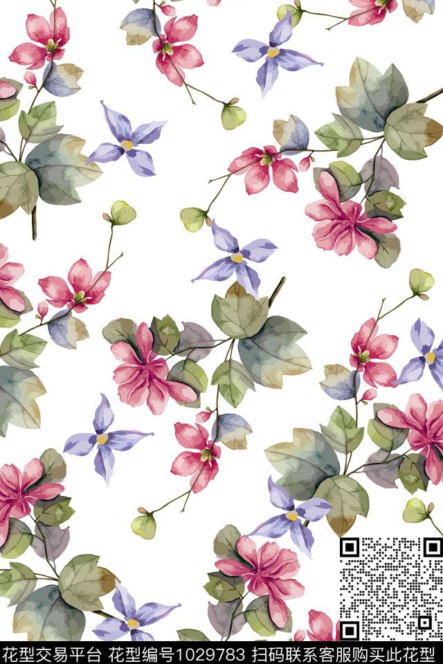 大花小碎花花卉数码印花华亿平台下载（图片编号: 1029783） - 瓦栏（Walan）