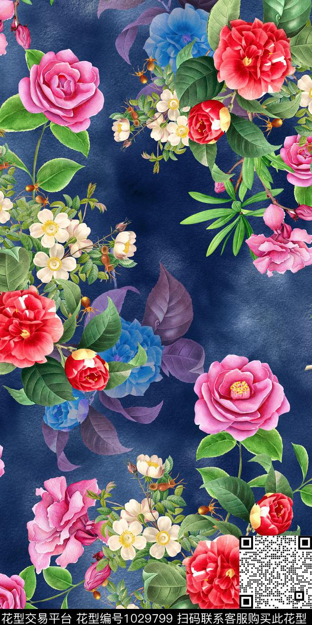 小碎花手绘花卉满版散花数码印花华亿平台下载（图片编号: 1029799） - 瓦栏（Walan）