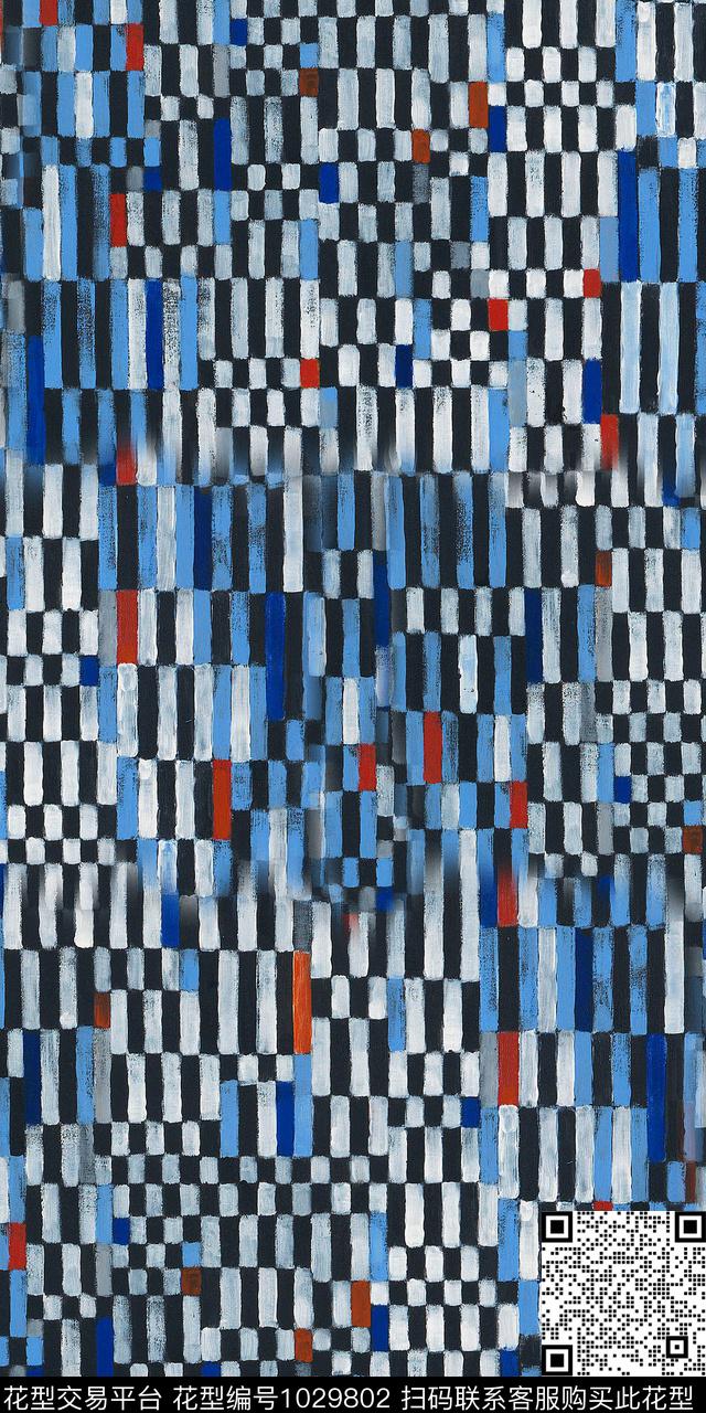 几何复古手绘格子数码印花华亿平台下载（图片编号: 1029802） - 瓦栏（Walan）