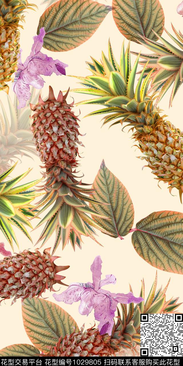 数码华亿平台菠萝热带华亿平台数码印花华亿平台下载（图片编号: 1029805） - 瓦栏（Walan）