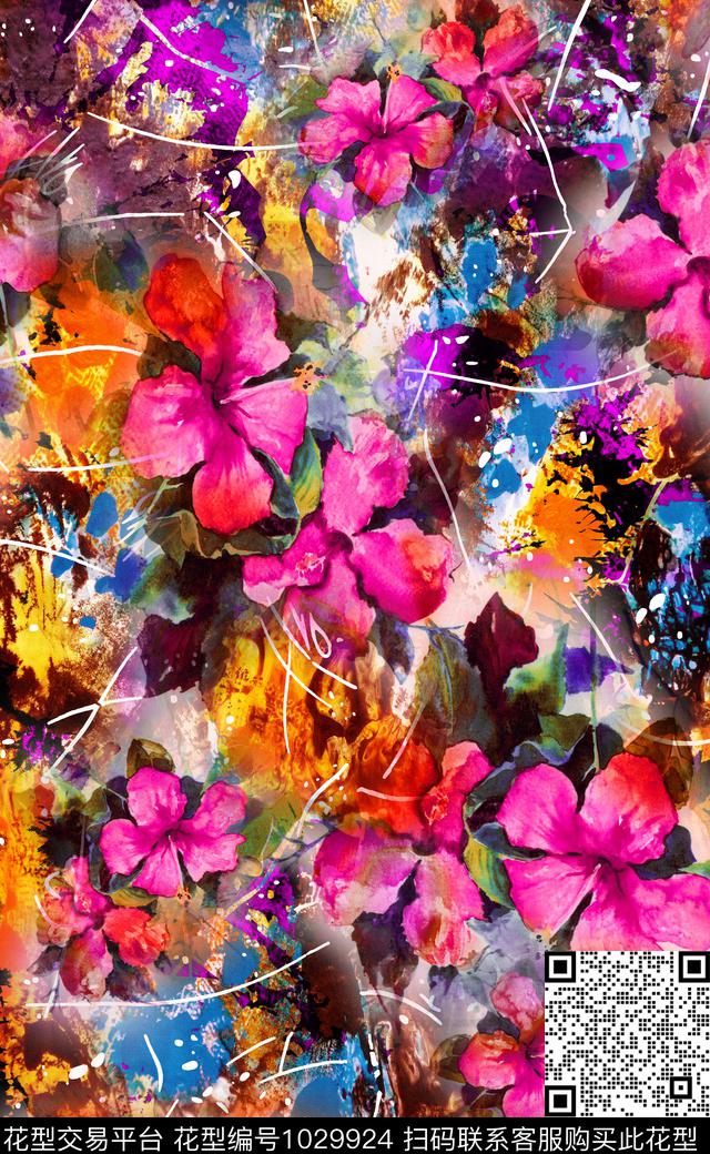 大花数码华亿平台花卉数码印花华亿平台下载（图片编号: 1029924） - 瓦栏（Walan）