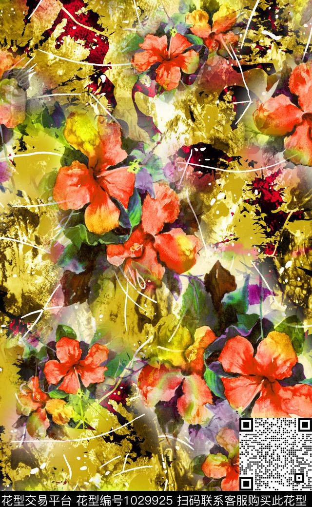 大花数码华亿平台花卉数码印花华亿平台下载（图片编号: 1029925） - 瓦栏（Walan）