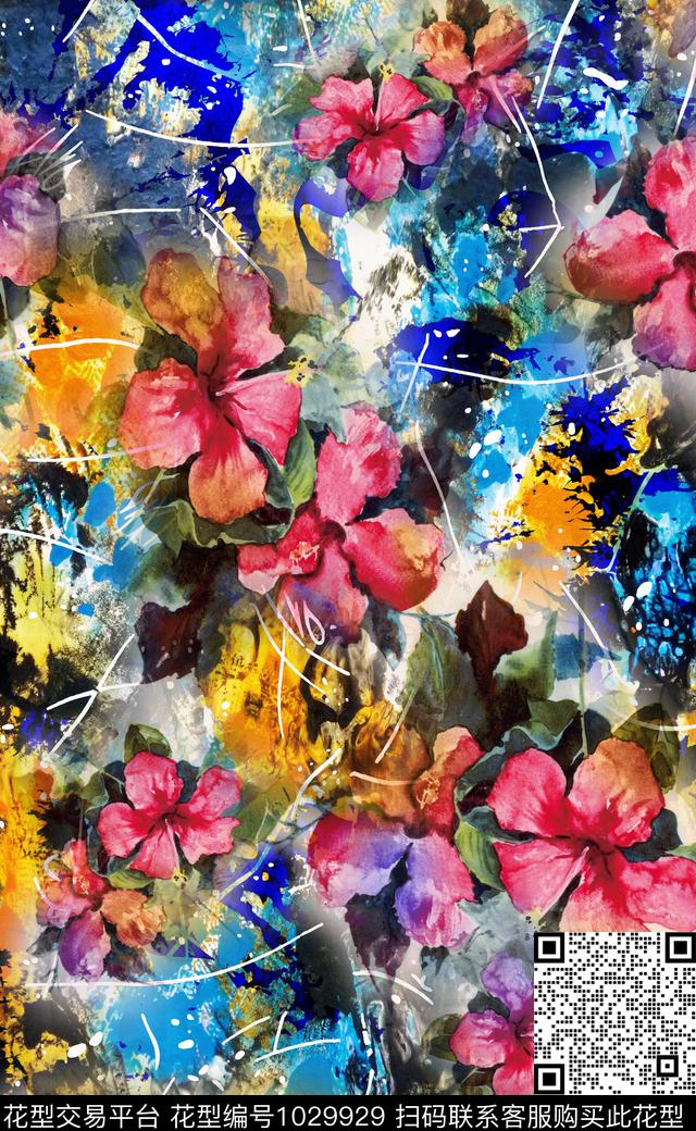 大花数码华亿平台花卉数码印花华亿平台下载（图片编号: 1029929） - 瓦栏（Walan）