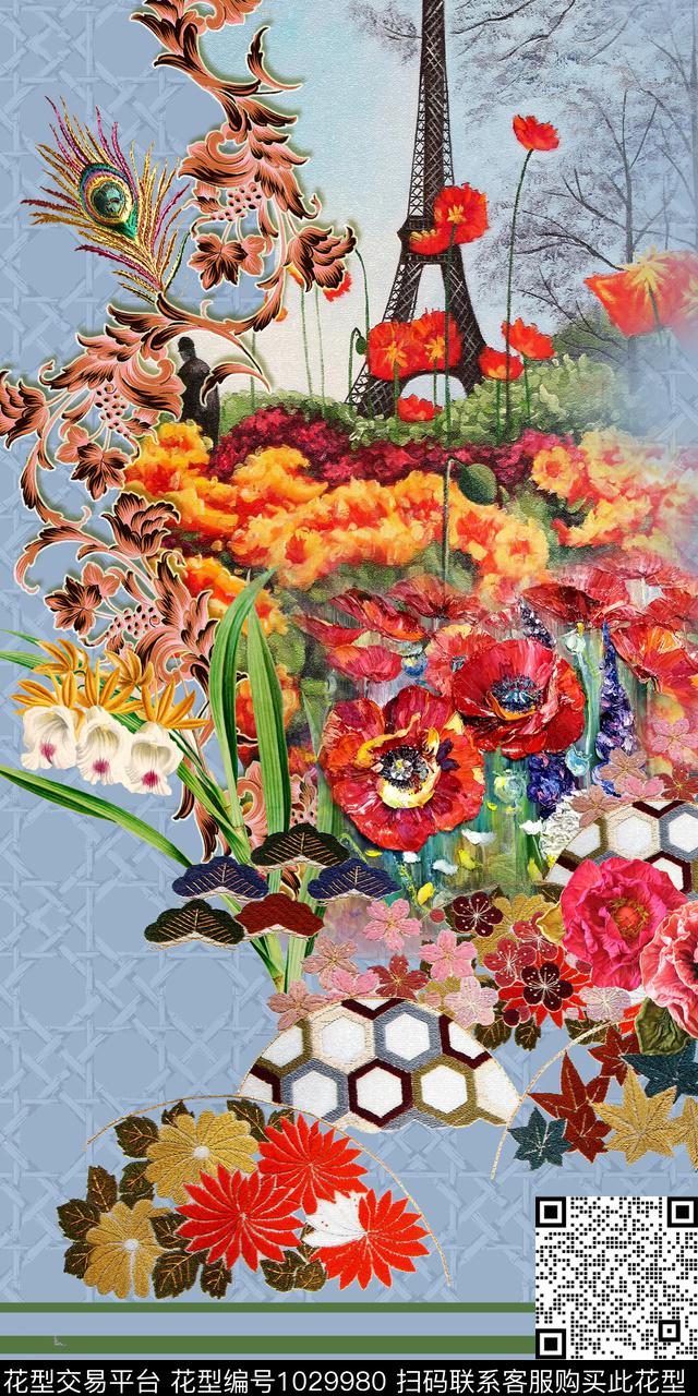 条纹休闲风景景观数码印花华亿平台下载（图片编号: 1029980） - 瓦栏（Walan）