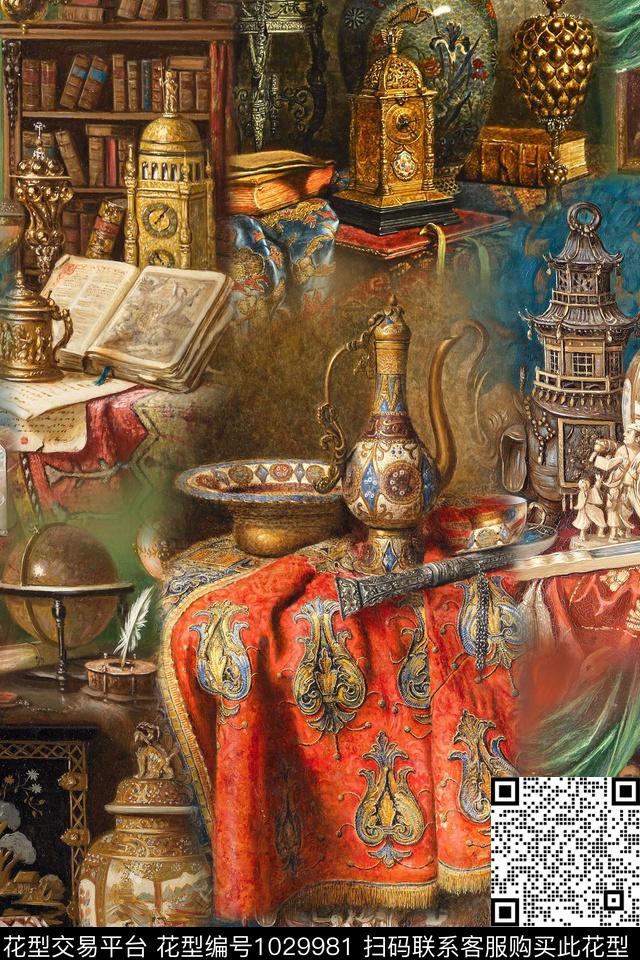 民族风肌理花瓶数码印花华亿平台下载（图片编号: 1029981） - 瓦栏（Walan）